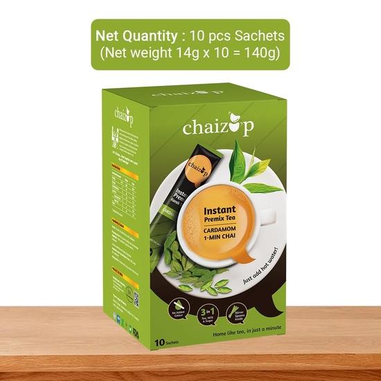 Chaizup Premium 1 Min Instant Cardamom Tea Premix - 30 пакетиков | Ароматизаторы кардамона | 30 порций | 420 г (Пакет из 3)