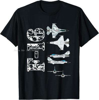 Истребитель F16 Реактивный самолет Чертеж Дизайн Хлопковая футболка Повседневная Футболка оверсайз Летние Унисекс Топы Футболки Мужская одежда