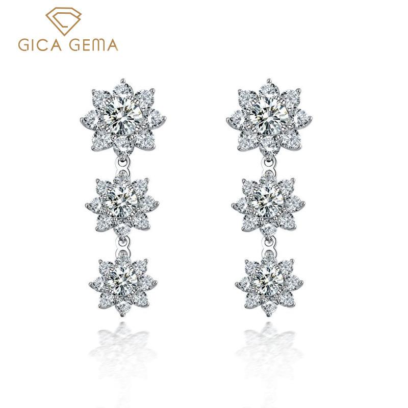 Gica Gema Серьги с цирконием 5A, стерлинговое серебро 925 пробы, уникальный дизайн, романтическая форма цветка, изящные серьги, ювелирные изделия, подарки для свадебной вечеринки, новый тренд