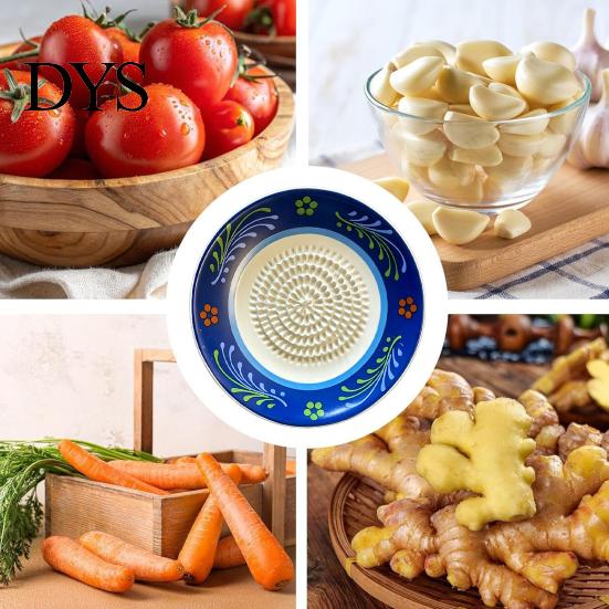 Компактный инструмент для подготовки продуктов Керамическая терка для чеснока и имбиря, 2-в-1 Ручная терка-пластина для кухонной готовки, Плоское основание для измельчения овощей, Легко моется