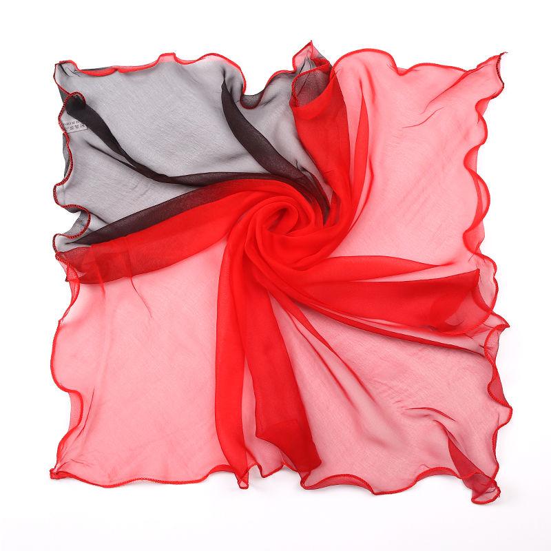 Silk Scarves for Women In Summer, Versatile Square Scarves, Thin Scarves with Black Fungus Edges