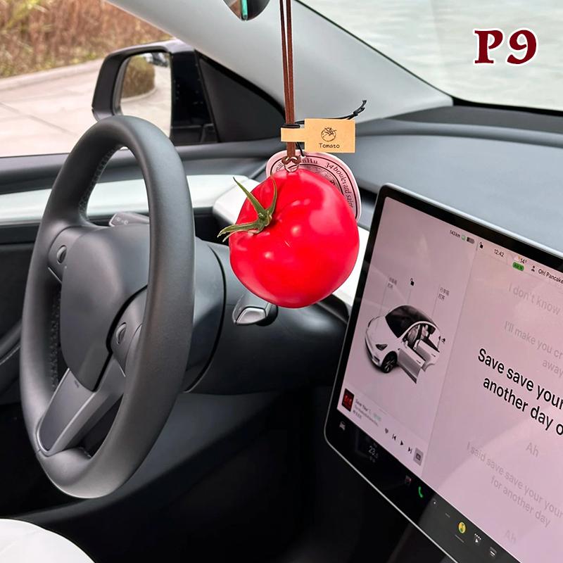 Simulated Fruit Car Ornament Cute Foam Fruit Decoration Persimmon, Orange, Peach Shapes Auto Interior Decor Accessories