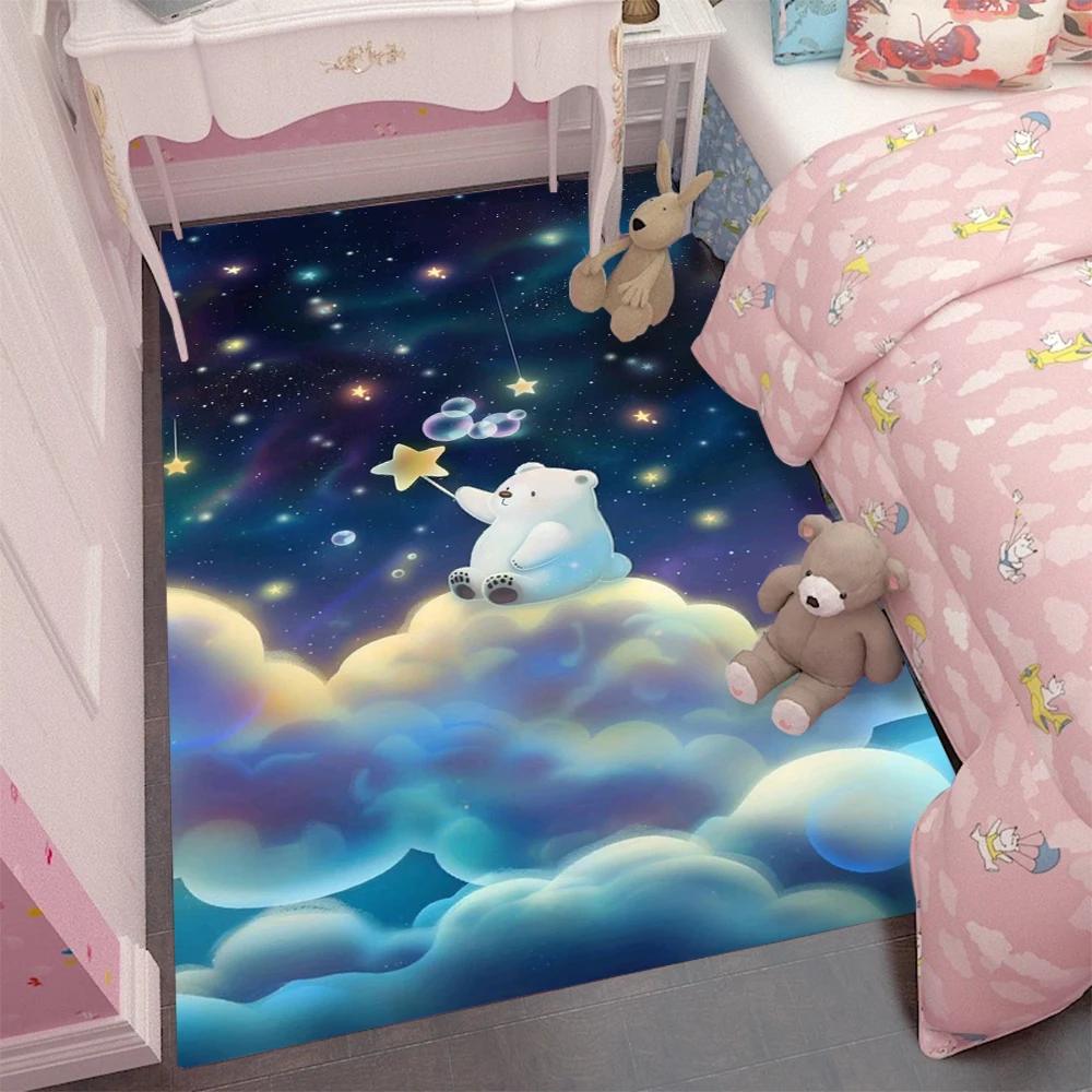  Little Bear Cartoon Rugs Children Bedroom Room Carpet  Carpets for Bed Room Washroom Floor Mat Decoration Maison