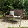 All Weather Wicker Garden Loveseat 2 Seater Poly Rattan Garden Bench Outdoor Seating Bench Brown