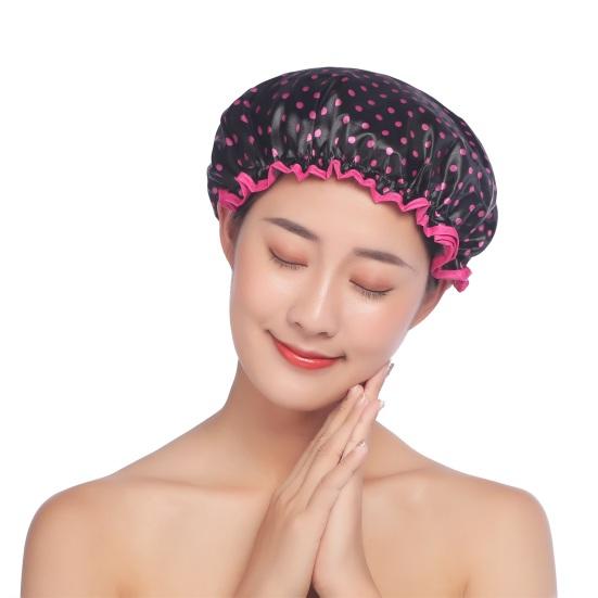 Shower Hat Elastic Multifunctional Thickened Reusable Comfortable Waterproof Double Layer Soft Large Brim Bath Cap Household Supplies