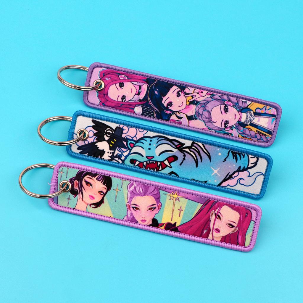 Cool Anime Girls Printing Key Chain for Motorcycles and Cars Key Fobs Holder Key Tag Key Ring Backpack Accessories