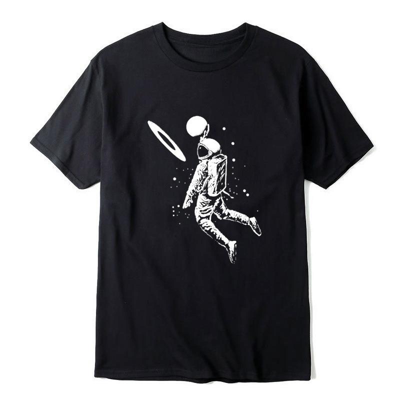 Unisexs TShirt High Quality Cotton Blend Funny Moon Astronaut Print Summer Casual Loose Unisex Tshirt ONeck Male TShirt Tees Tops