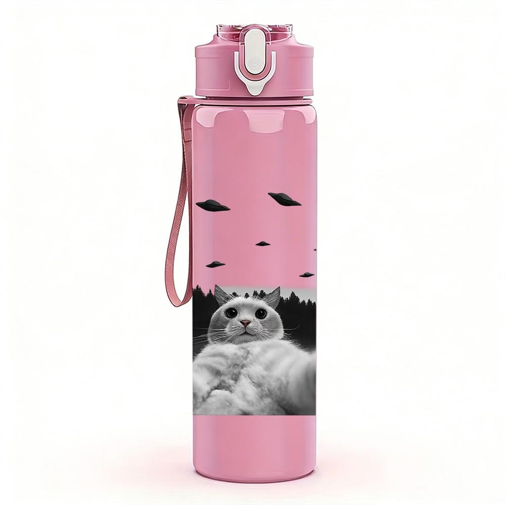 1PC Relaxed Sloth Monochrome 750ml Color Plastic Sports Water Bottle Leakproof Flip Straw Lid Suitable for Sports Office Home Use