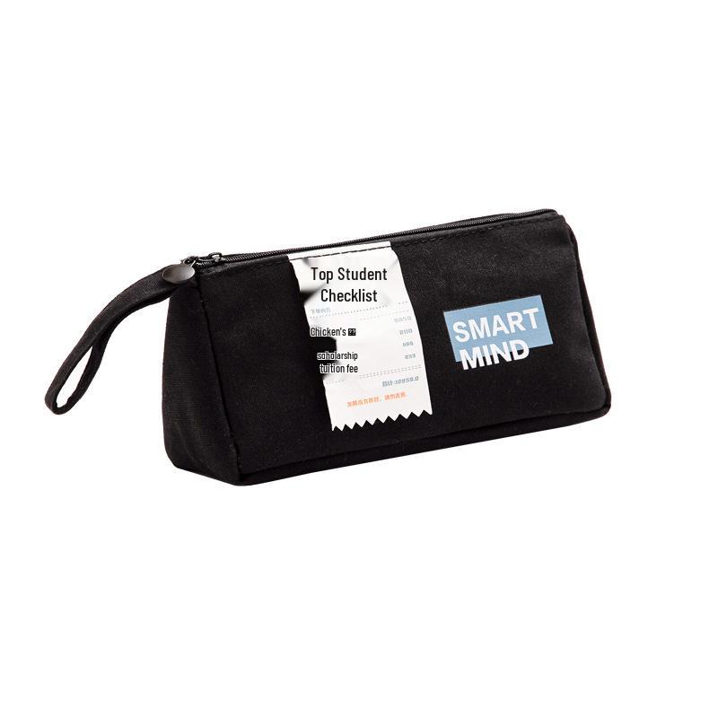 Creative Trendy Twill Canvas Pencil Case: Large Capacity, Portable Storage Bag for Students