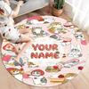 Bee Strawberry Cats Custom Name Round Area Rug Carpet Rug For Living Room Bedroom Sofa Playroom Decor Nonslip Floor Mat