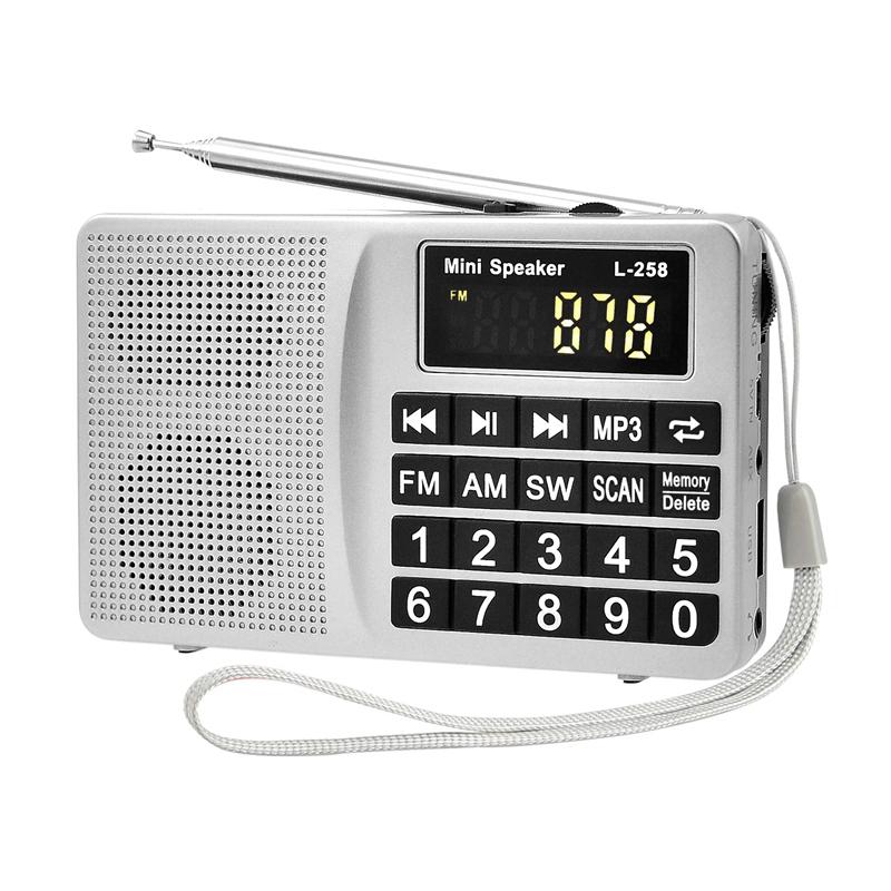 L-258 AM/MW/FM/SW Radio with TF USB AUX LED Display Big Button for Elder