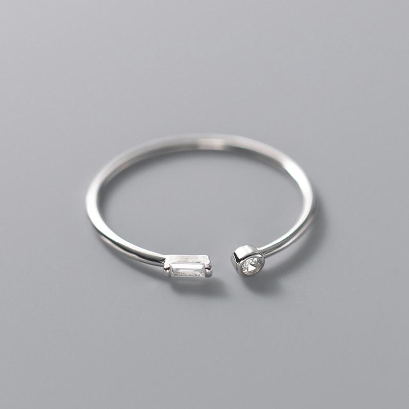 Silver Simple Thin Clear CZ Finger Rings Adjustable 14K Gold Ring For Women Wedding Jewelry Gifts KTJ