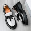 Fashion New  Designer Men's Lightweight Black White Mix Tassels Loafter Height Increasing Casual Shoes  Walking Sneakers Zapatos Hombre