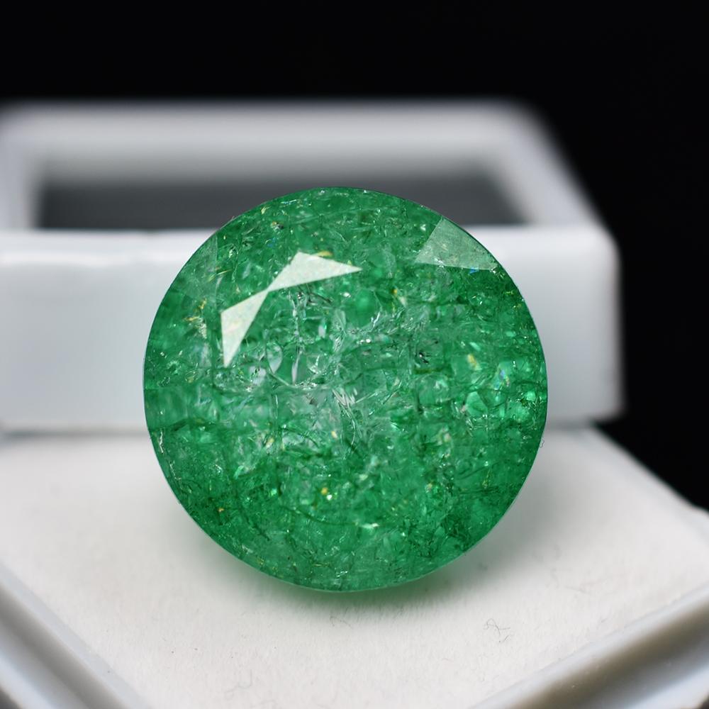 Natural Green Emerald Loose Gemstone Round Cut Colombian 29 ct for Jewelry Making and Crafts