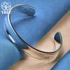 925 Sterling Silver Round Smooth 12mm Adjustable Bracelet Bangles Jewelry