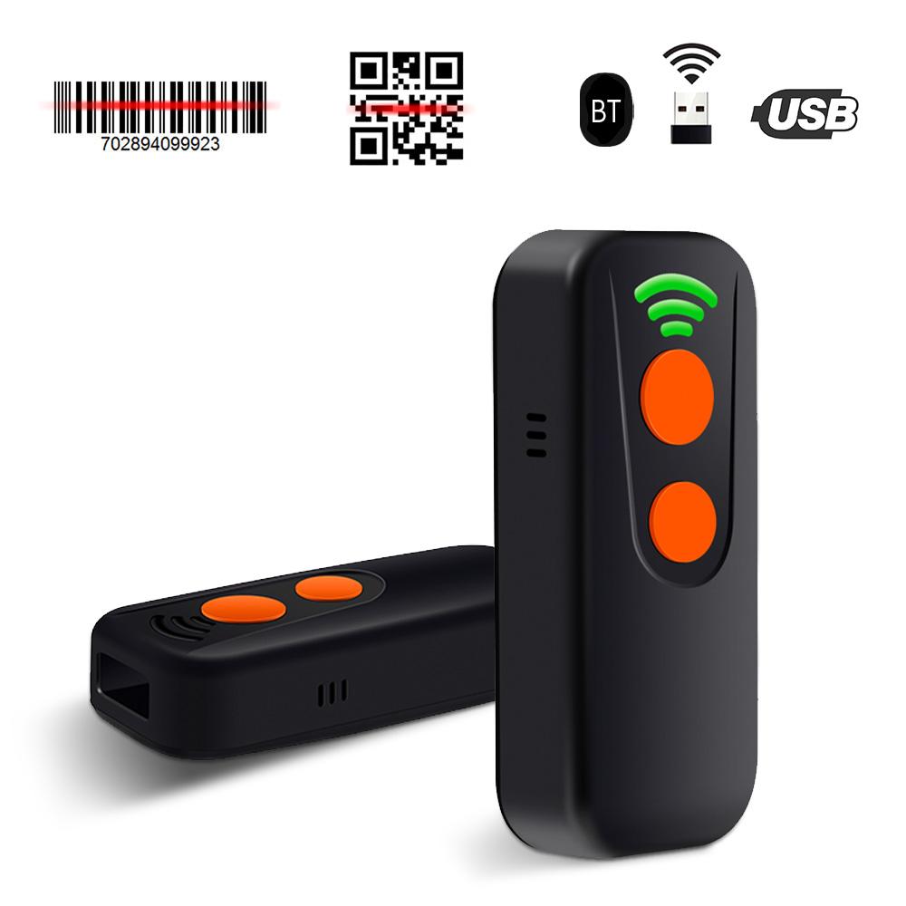 2D 1D QR-сканер штрих-кода 3 в 1 BT и беспроводное и проводное соединение 2,4 ГГц Звук и вибратор