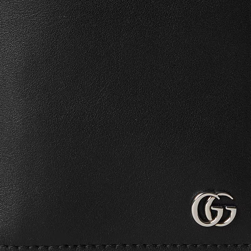Gucci GG Marmont brand logo classic semi-gloss leather wallet men's black