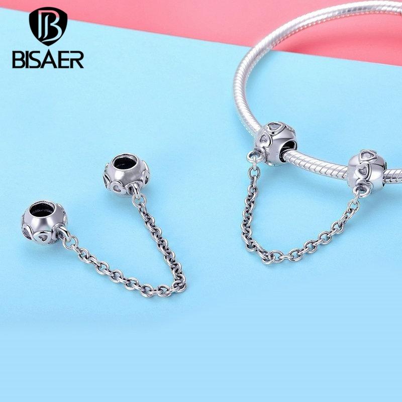 Bisaer Alloy Safety Chain Stopper Charm Bead Fit Original Bracelet Jewelry