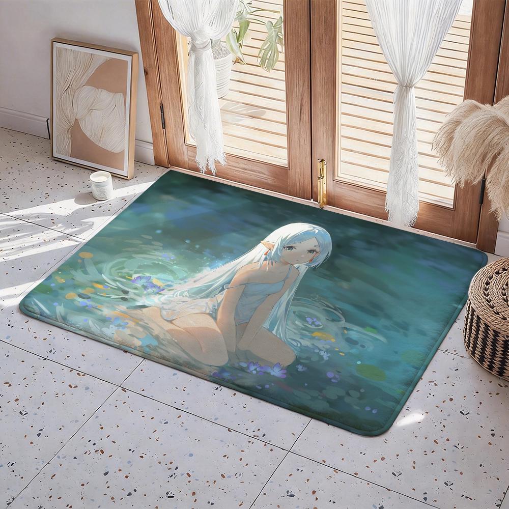 Anime Frieren: Beyond Journey's End Floor Mat Eco Flannel Doormat Non Slip Odorless Indoor Floor Rug Soft Short Plush Home Mat