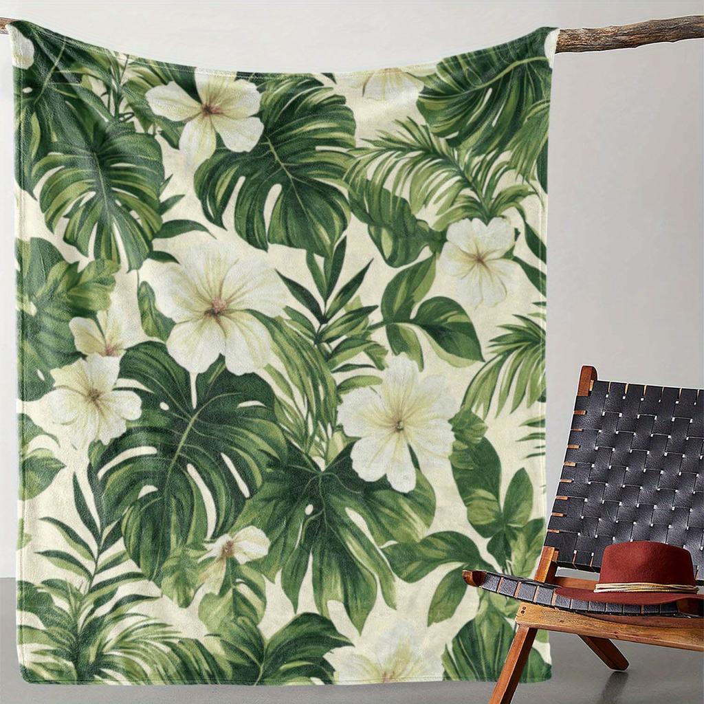 pc Vintage Tropical Floral Print Throw Blanket Soft Cozy Flannel for Sofa Bed Car Office Camping Travel AllSeason