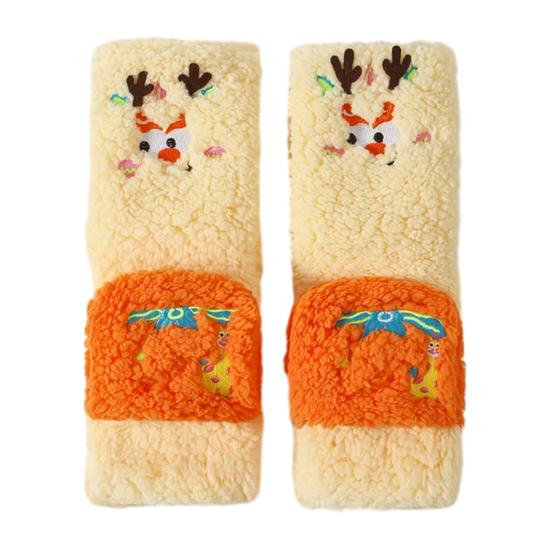 1 Pair Women Plush Fleece Socks Ultra Warm 3D Cartoon Embroidered Socks Elastic Fit Soft Thick Cozy Thermal Socks
