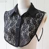 Women's Solid Colour Black White Vertical Small Flip Collar Versatile Shirt Jumper Jumper Fashion Lace False Collar Four Seasons