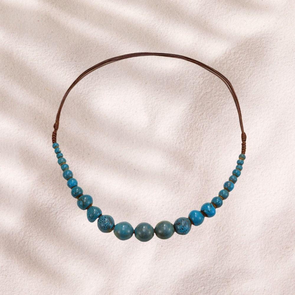 Simple Ceramics Beaded Necklace Choker Bohemia Ceramic Necklace Ethnic Style Necklace Holiday