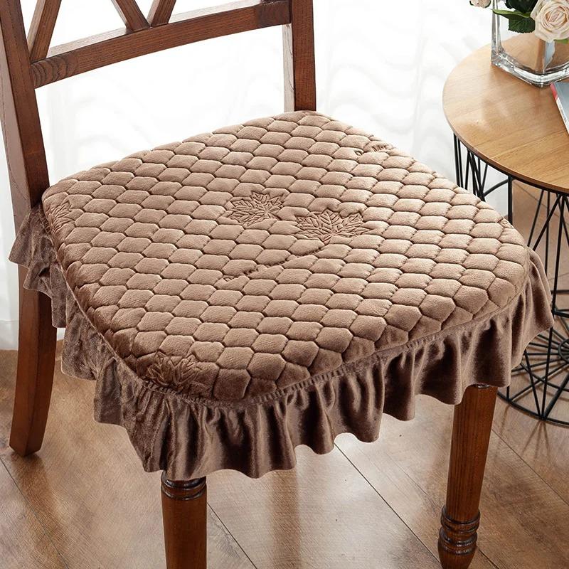 Кружевная подушка для обеденного стула 43*45 см, подушки для сидения, офисный коврик, табурет, подушка для сиденья, теплая плюс толстая подушка