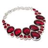Lab Created Mozambique Garnet Necklace 18" Adjustable Chain Silver Tone Jewelry