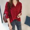 Polka Dot Printed Chiffon Shirt Women's Long Sleeved Top Shirt