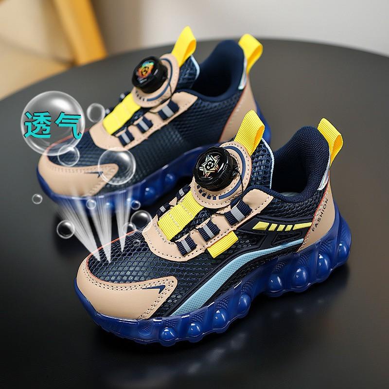 Youth style shoes Kids Breathable Mesh Running Shoes Girls Boys Outdoor Indoor Sport Sneakers With Rotating Buckle