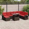 VidaXL Garden Lounge Set with Cushions 9pcs Brown Wicker Acacia, Outdoor Sofa Set, Garden Furniture, 3326535