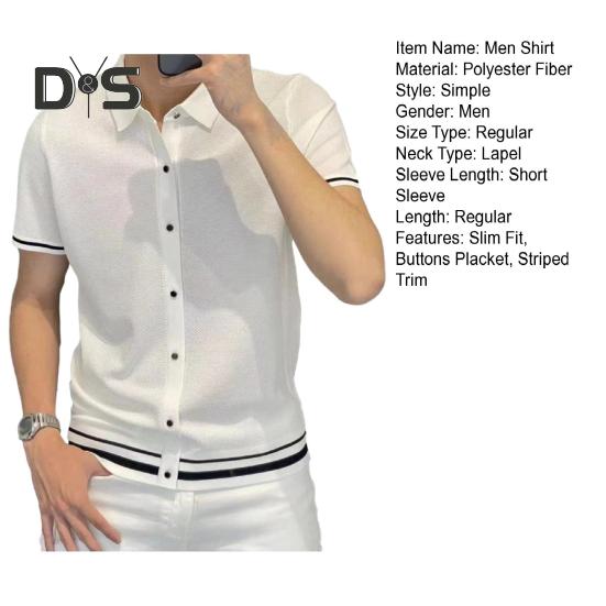 Мужская рубашка с лацканами, коротким рукавом, пуговицами, планкой, рубашка с полосками, дышащая летняя повседневная рубашка