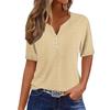 Women's T Shirt Tee Casual V-neck Short-sleeved T-shirt Solid Button Top