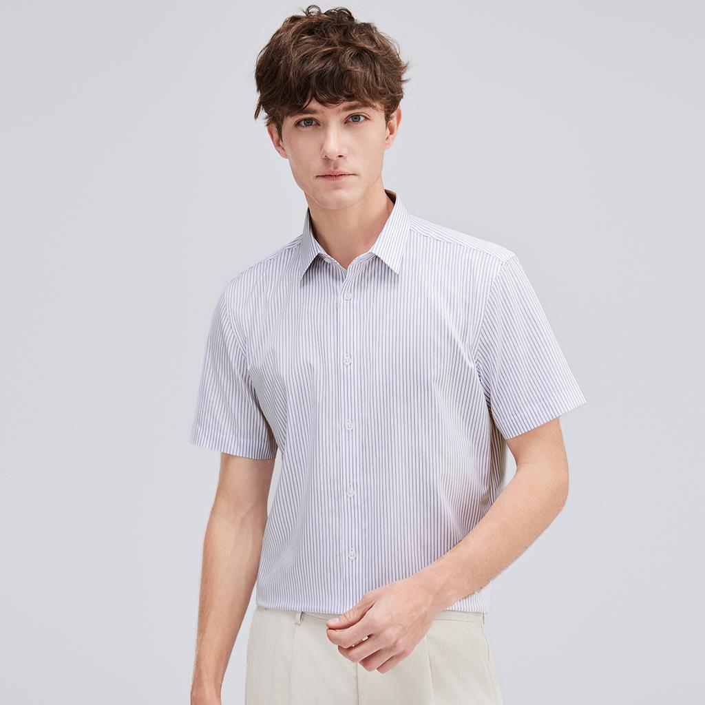 Pure Cotton Stripes Men's Business Casual Breathable Short Sleeve Shirt