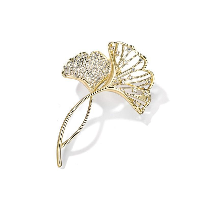 Ретро Элегантные Броши Листья Гинкго Для Женщин Свадебная Вечеринка Цветочные Броши Булавка Модная Брошь Женская