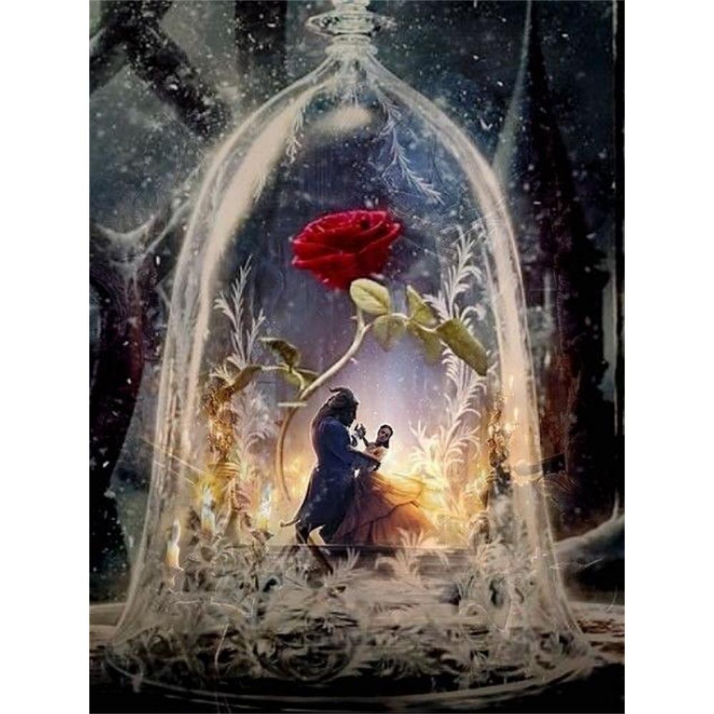 Disney 5D DIY Алмазная живопись, Красавица и Чудовище, Тема Волшебной Розы, Иллюстрация, Вышивка, Мозаика, Вышивка крестом, Декор для дома, Подарок, Поделки
