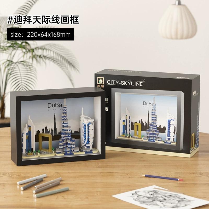 MOC Архитектура Горизонты Париж Лондон Нью-Йорк Дубай Шанхай Вид улицы Конструктор Мини-конструктор Украшение Игрушка