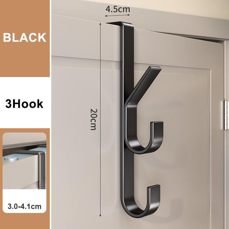 Door Hanging Hook Free-Punch Door Back Type Metal Hook Over The Door Hat Coat Hanger Handbag Storage Rack Bathroom Accessories
