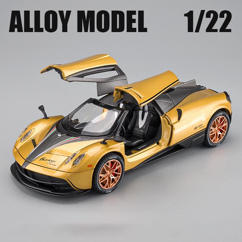 Масштаб 1/22 Huayra Dinastia Supercar, литая под давлением модель автомобиля, игрушечный автомобиль с выдвижным механизмом, звуком и светом для детей, коллекция подарков для мальчиков и девочек