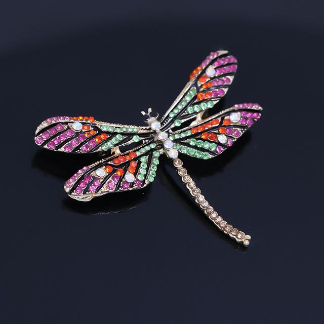 Fashion Dragonfly Crystal Brooch Women Shirt Suit Rhinestone Insect Animal Pins Brooches Party Gift