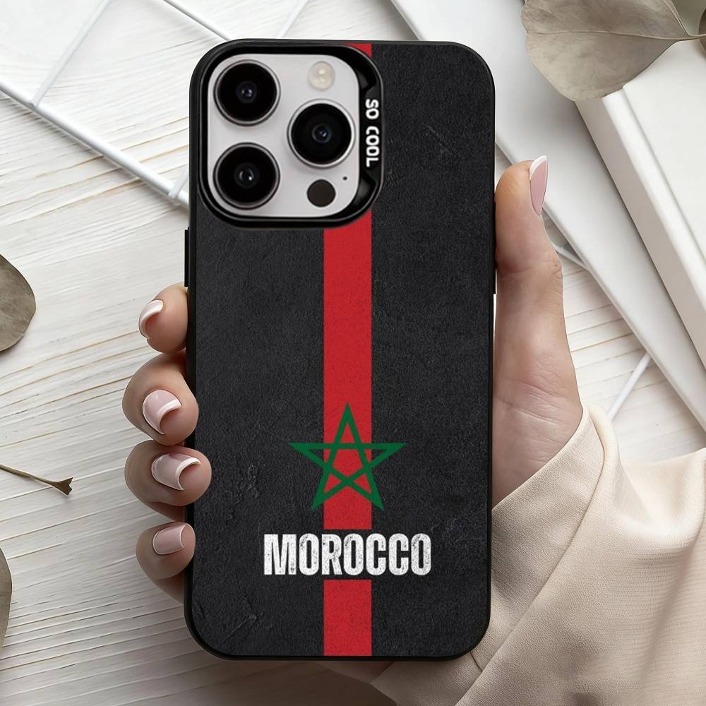 Чехол для телефона с флагом Марокко M-Morocco Для iPhone17,16,15,14,13,12,11 Plus,Pro Max Конфетный Серебряный Покрытие Внутри