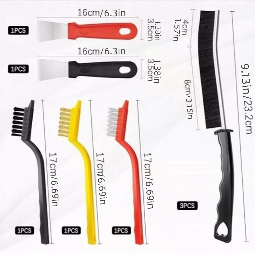 11Pcs Deep Clean Stove Rust Remover Hard Bristle Kitchen Cleaning Brush Kit Small Spaces