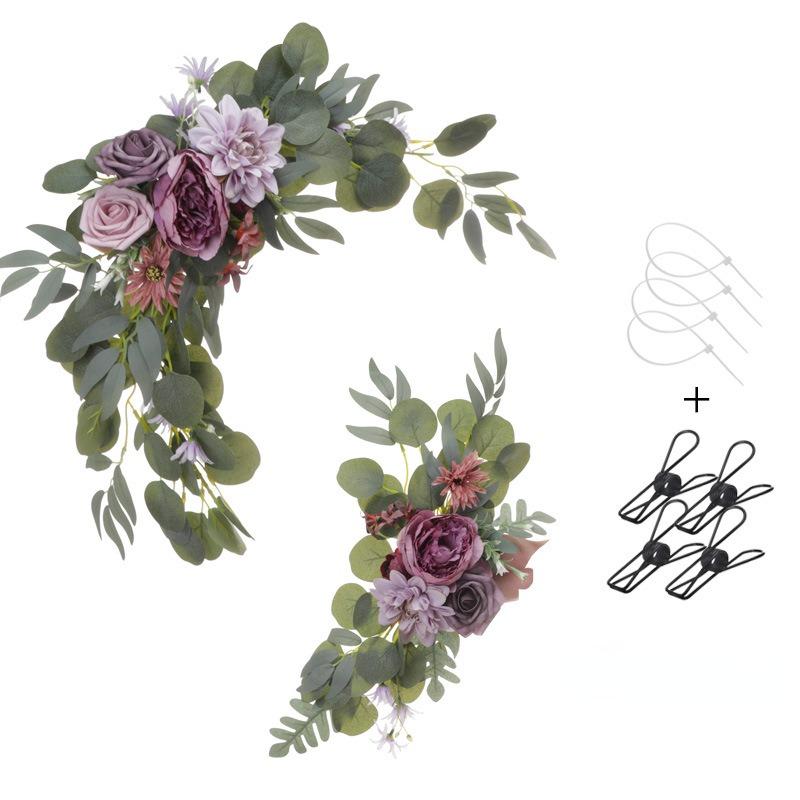 2Pcs/set Artificial Wedding Arch Flower Wedding Welcome Sign Flowers Artificial Fake Flowers Wedding Outdoor Arch Floral Flowers Party Decor Supplies
