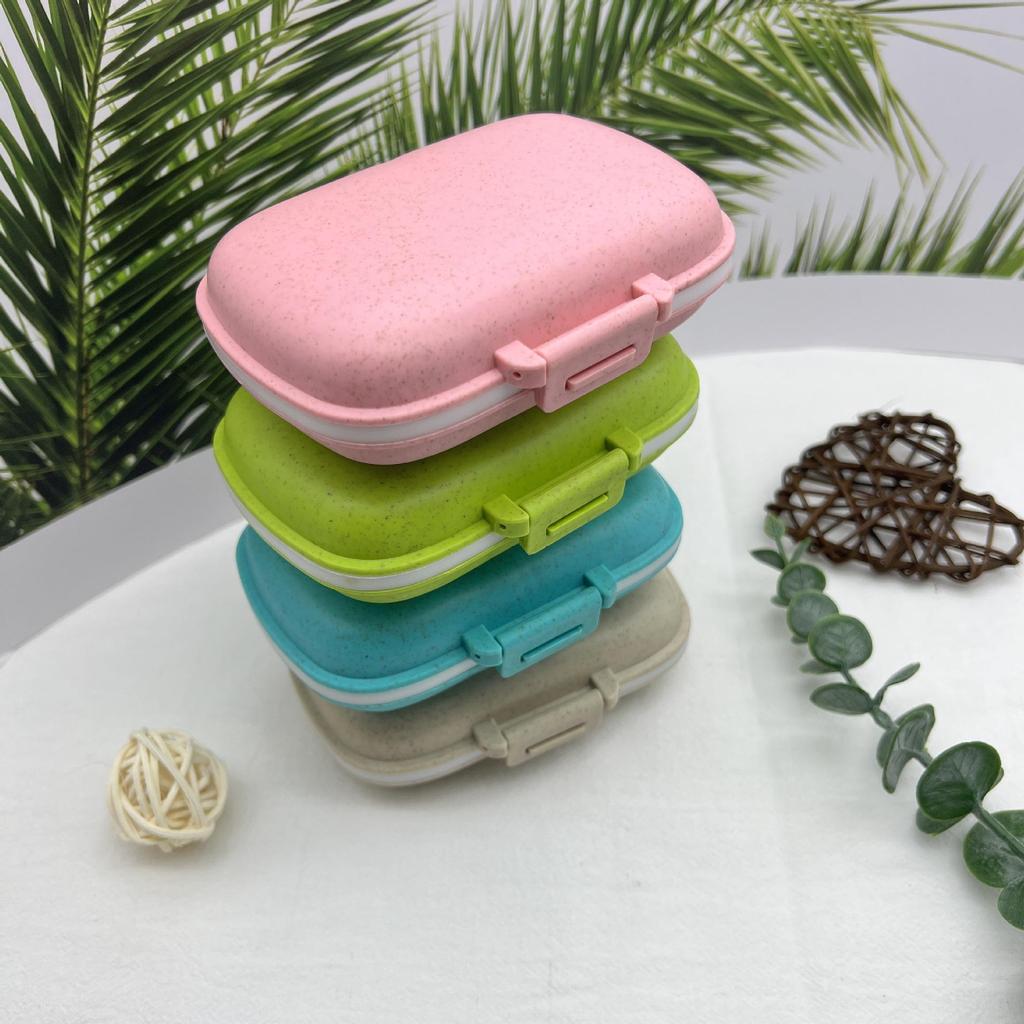 Портативный органайзер для таблеток с 8 отделениями из пшеничной соломы - Влагозащищенный еженедельный контейнер для лекарств