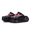 Crocs Classic Crush 811 Сделано Неоновая Звезда Милые Крутые Туфли с Отверстием для Шнурка Унисекс Черно-Розовые