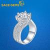 Sace Gems GRA Certified 5CT Moissanite Ring VVS1 Lab Diamond Solitaire Ring for Women Engagement Promise Wedding Band Jewelry