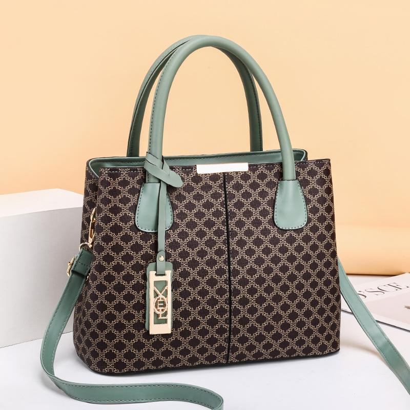 Spring and Autumn Female's Fashion PU Leather Printing Large Capacity Retro Shoulder Bag CLE