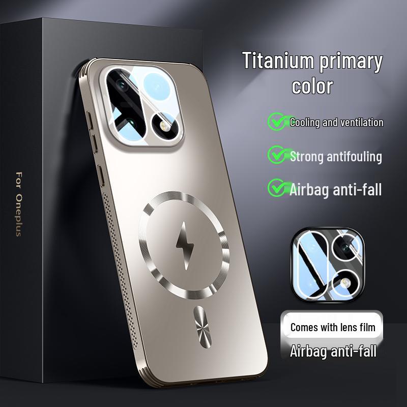 Чехол для телефона OnePlus 15 с защитной пленкой для объектива - Полное покрытие, Матовый, Противоударный, Теплоотводящий, Магнитный, Легкий