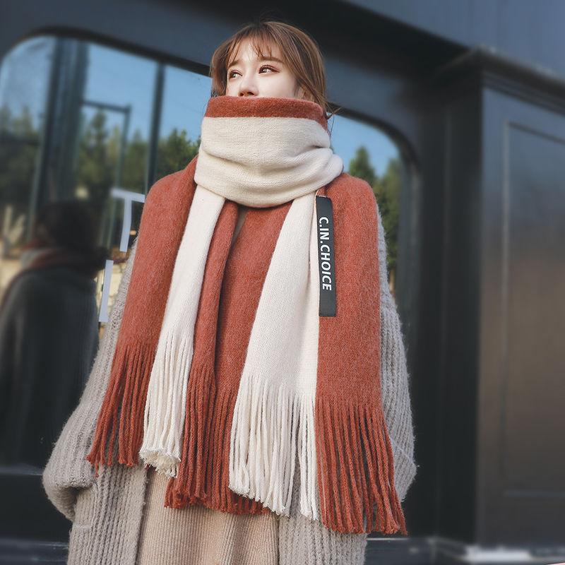 Scarf Female Winter Korean Version of All-match Autumn and Winter Students Cute Thickening Couple Shawl Ladies Bib